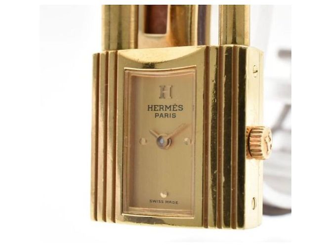 Relógio Hermès Kelly de Cadeado Ouro e Couro Marrom Dourado - vista 4