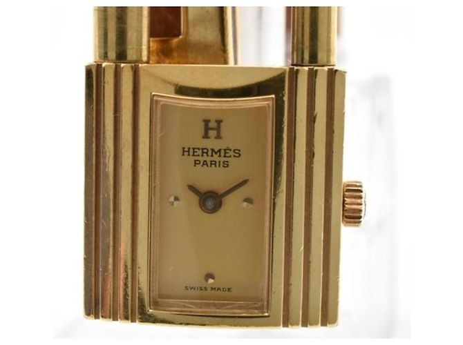 Relógio Hermès Kelly de Cadeado Ouro e Couro Marrom Dourado - vista 5