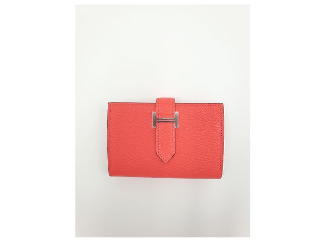 Béarn Hermès Cartera Bearn mini, cabra Mysore, rosa Texas - vista 5