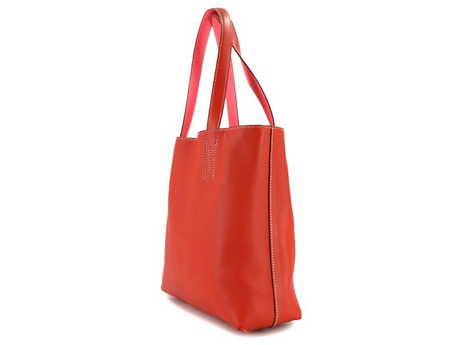Borsa Tote Hermès Double Sens 28 Rosso - vista 2