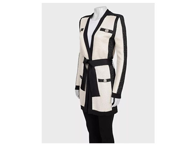 NWOT Balmain weißer langer Cardigan mit Gürtel - EU36/S gebraucht - Ansicht 2