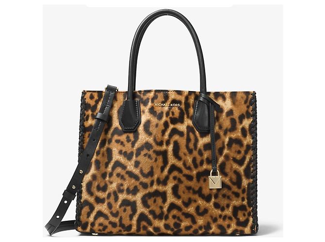 Borsa Michael Kors Mercer Leopardata in Pelo di Vitello Multicolore - vista 10