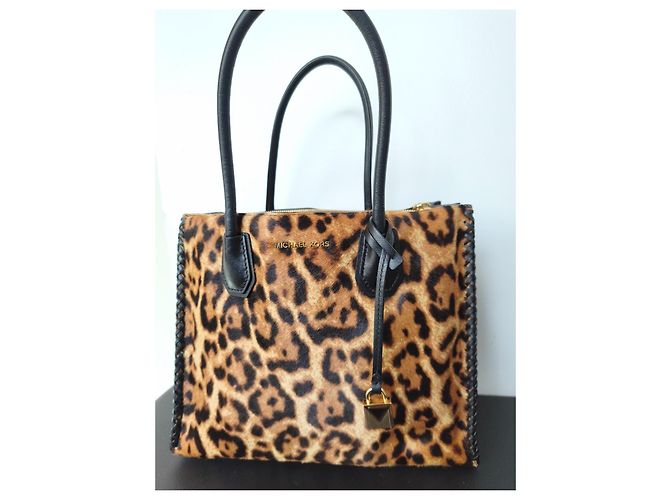 Borsa Michael Kors Mercer Leopardata in Pelo di Vitello Multicolore - vista 9