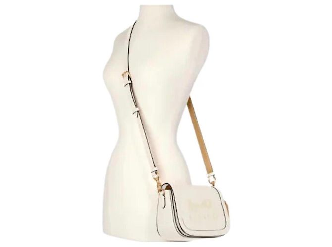 Borsa Coach in pelle martellata crema - vista 12