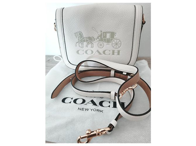 Borsa Coach in pelle martellata crema - vista 4