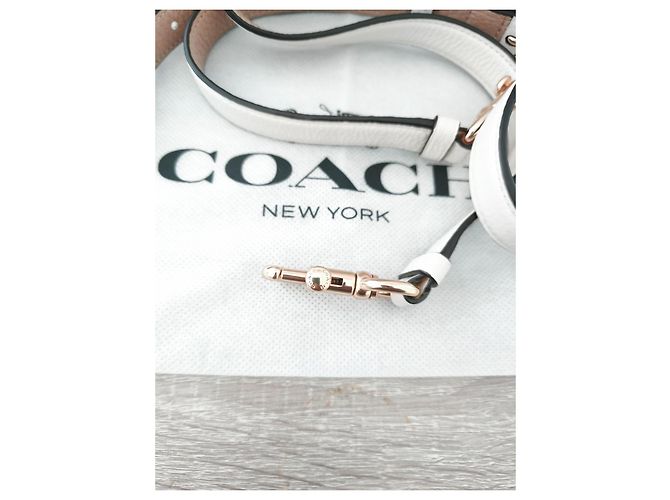 Borsa Coach in pelle martellata crema - vista 5