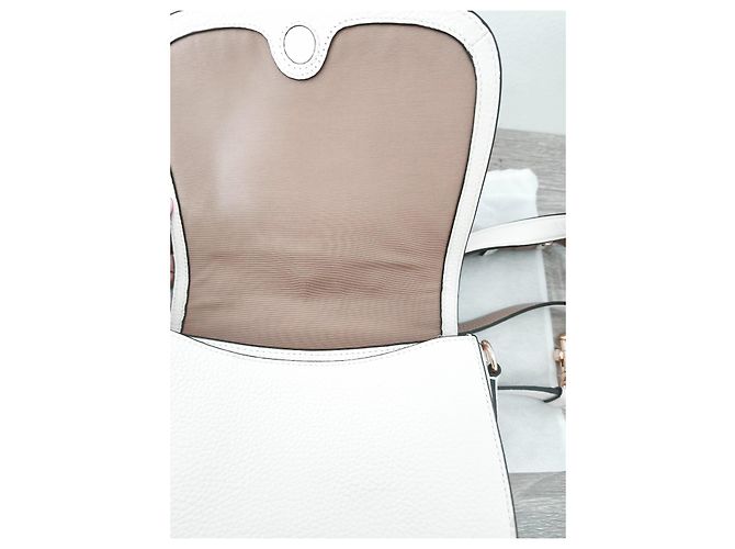 Borsa Coach in pelle martellata crema - vista 6