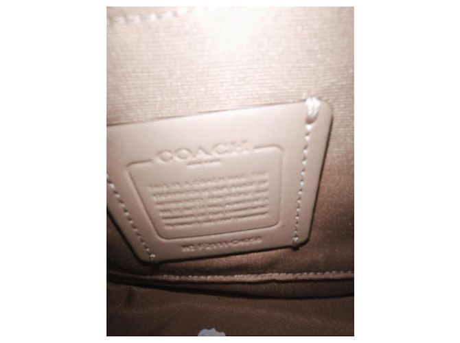 Borsa Coach in pelle martellata crema - vista 8