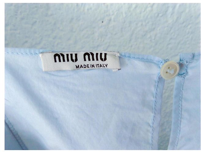 Top sin mangas de popelina de algodón azul Miu Miu - vista 2