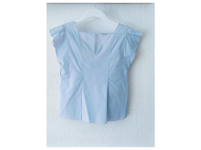 Top sin mangas de popelina de algodón azul Miu Miu - vista 3