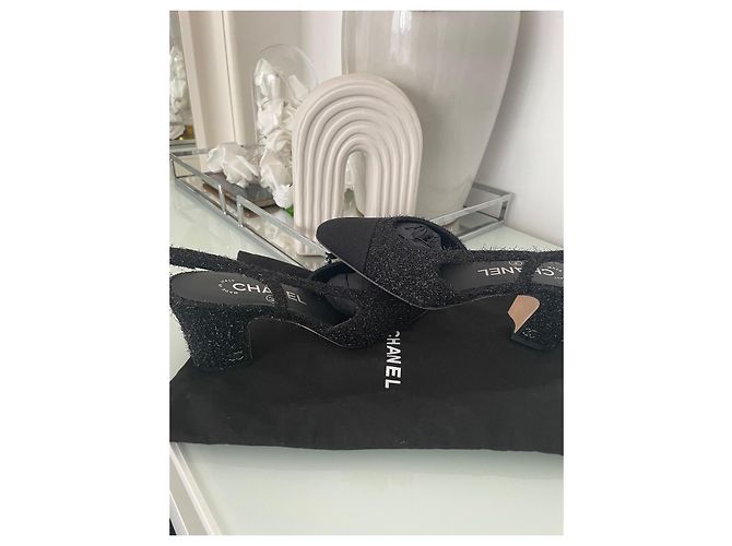 Chanel Slingback Espadrilles Schwarz Stoff Größe 36.5 - Ansicht 2