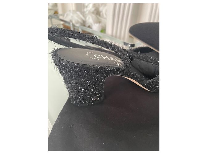 Chanel Slingback Espadrilles Schwarz Stoff Größe 36.5 - Ansicht 3
