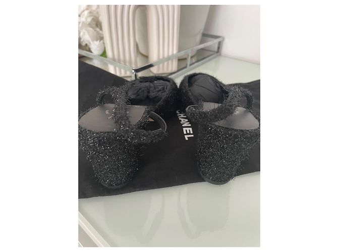 Chanel Slingback Espadrilles Schwarz Stoff Größe 36.5 - Ansicht 4