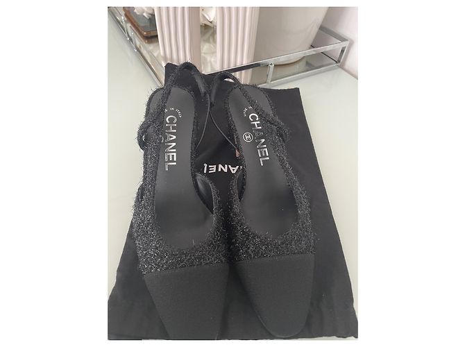 Chanel Slingback Espadrilles Schwarz Stoff Größe 36.5 - Ansicht 6
