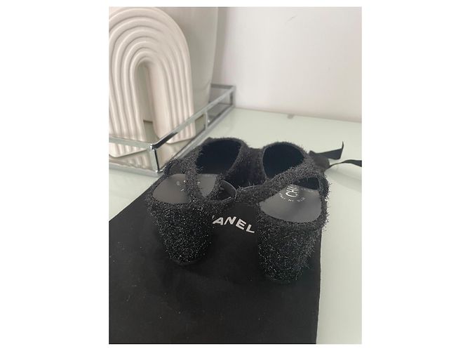 Chanel Slingback Espadrilles Schwarz Stoff Größe 36.5 - Ansicht 8