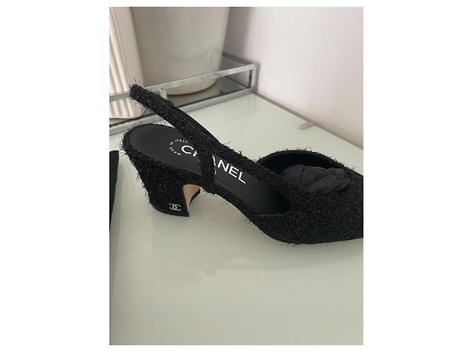 Chanel Slingback Espadrilles Schwarz Stoff Größe 36.5 - Ansicht 9