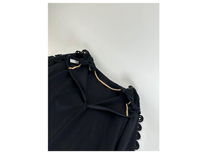 Vintage Chloé Baumwollstrickkleid mit Spitzenbesatz Schwarz XS - Ansicht 10