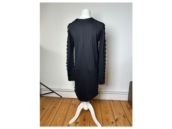 Vintage Chloé Baumwollstrickkleid mit Spitzenbesatz Schwarz XS - Ansicht 3