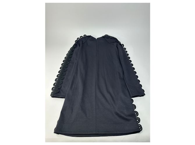 Vintage Chloé Baumwollstrickkleid mit Spitzenbesatz Schwarz XS - Ansicht 7
