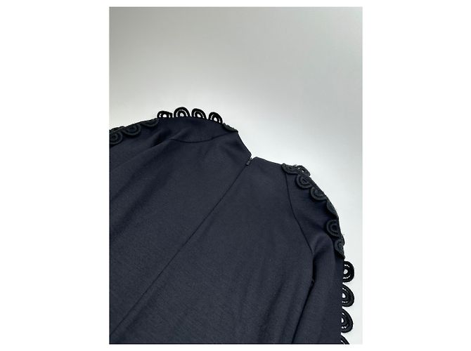 Vintage Chloé Baumwollstrickkleid mit Spitzenbesatz Schwarz XS - Ansicht 9
