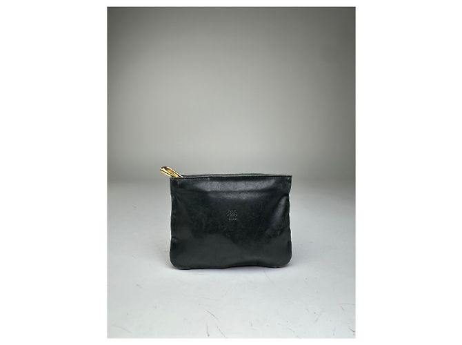 Pochette con zip in morbido cuoio Loewe Anagram vintage nera Nero - vista 11