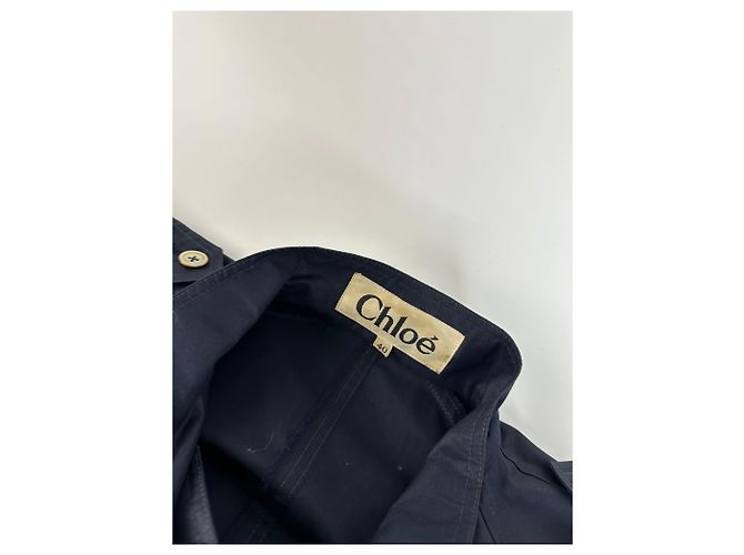 Vintage Chloé Einreiher Trenchcoat Navy L Marineblau - Ansicht 12