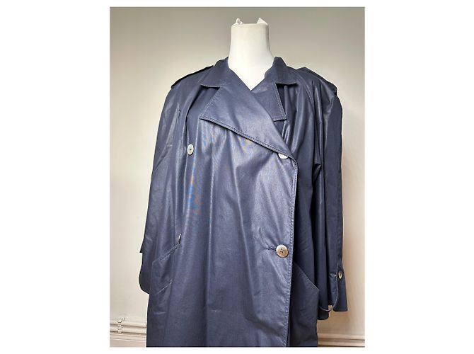 Vintage Chloé Einreiher Trenchcoat Navy L Marineblau - Ansicht 14