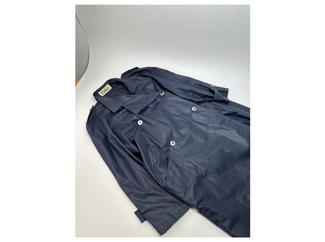 Vintage Chloé Einreiher Trenchcoat Navy L Marineblau - Ansicht 5