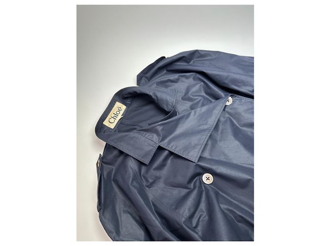 Vintage Chloé Einreiher Trenchcoat Navy L Marineblau - Ansicht 6