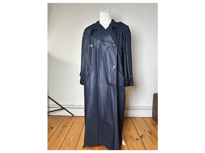 Vintage Chloé Einreiher Trenchcoat Navy L Marineblau - Ansicht 8