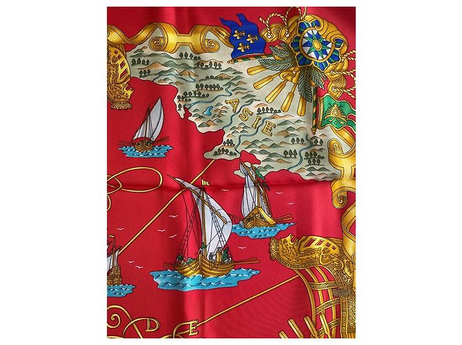 Hermès Sciarpa di seta Voiles de lumière Rossa Rosso - vista 10
