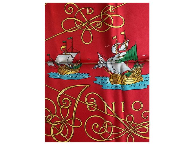 Hermès Sciarpa di seta Voiles de lumière Rossa Rosso - vista 11