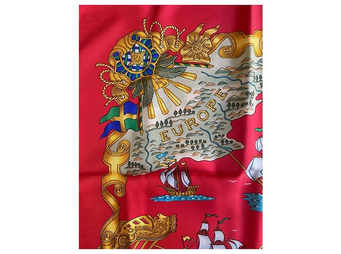 Hermès Sciarpa di seta Voiles de lumière Rossa Rosso - vista 12