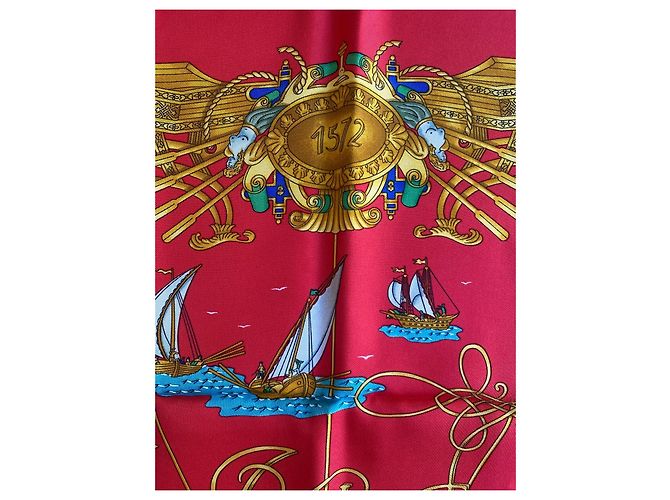 Hermès Sciarpa di seta Voiles de lumière Rossa Rosso - vista 13