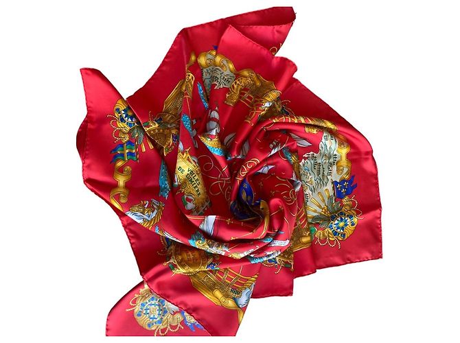 Hermès Sciarpa di seta Voiles de lumière Rossa Rosso - vista 16