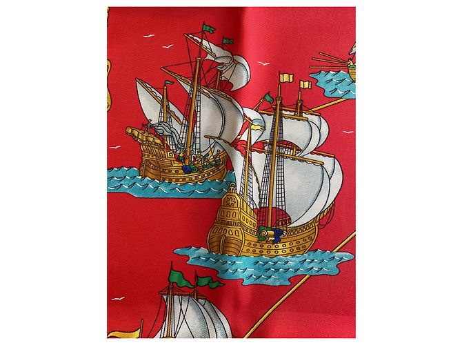 Hermès Sciarpa di seta Voiles de lumière Rossa Rosso - vista 4