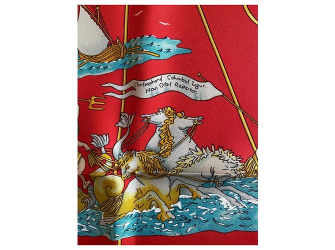 Hermès Sciarpa di seta Voiles de lumière Rossa Rosso - vista 5
