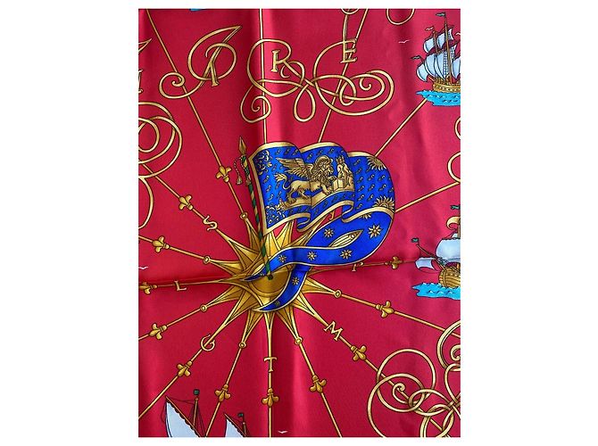 Hermès Sciarpa di seta Voiles de lumière Rossa Rosso - vista 6