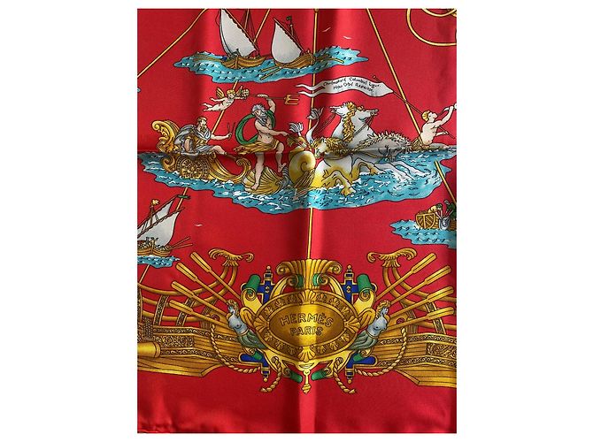 Hermès Sciarpa di seta Voiles de lumière Rossa Rosso - vista 8