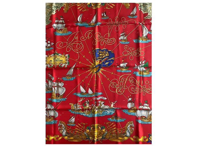 Hermès Sciarpa di seta Voiles de lumière Rossa Rosso - vista 9