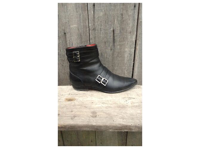 Stivaletti Santoni in pelle nera Nero - vista 10