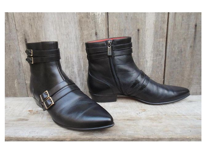 Stivaletti Santoni in pelle nera Nero - vista 2