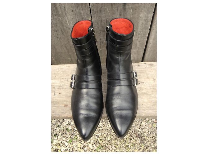 Stivaletti Santoni in pelle nera Nero - vista 3
