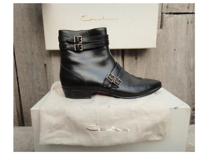 Stivaletti Santoni in pelle nera Nero - vista 8
