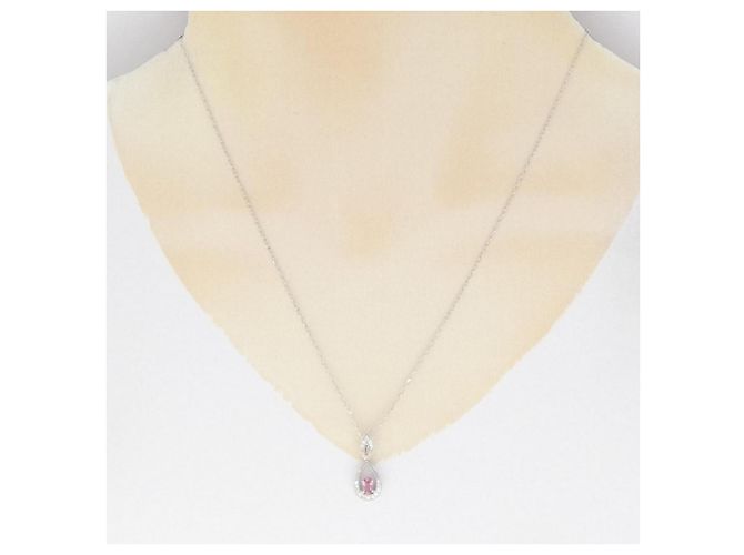 Autre Marque Collana in oro bianco Au750 con zaffiro e diamante Argento - vista 6