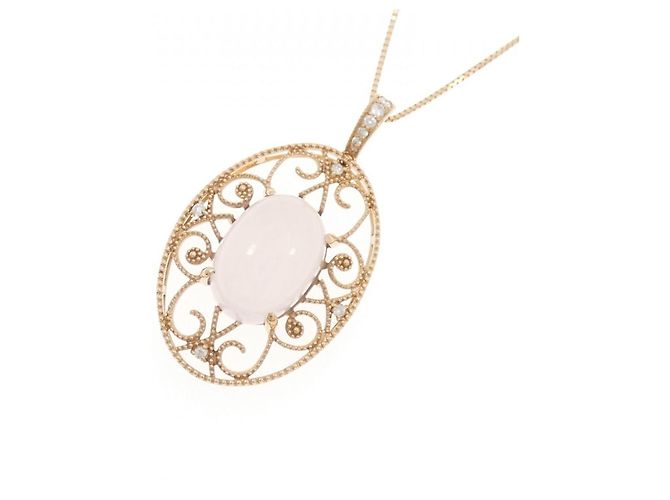 Autre Marque Collana in diamante con quarzo rosa Au750 - vista 3