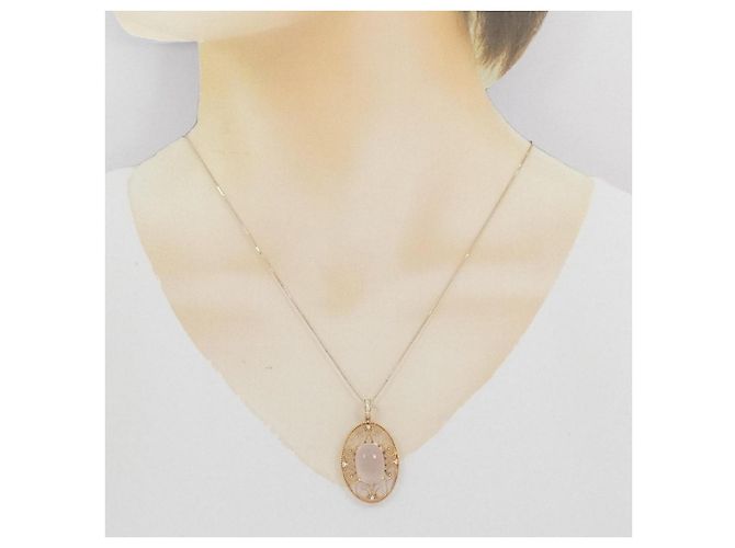 Autre Marque Collana in diamante con quarzo rosa Au750 - vista 6