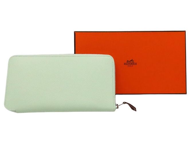 Hermès Cartera larga Azap en seda 'Silk'in' Epsom Hermes Verde - vista 17