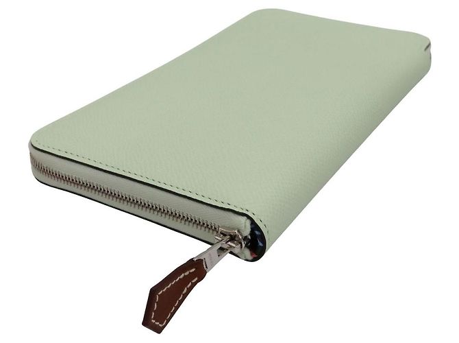 Hermès Cartera larga Azap en seda 'Silk'in' Epsom Hermes Verde - vista 6