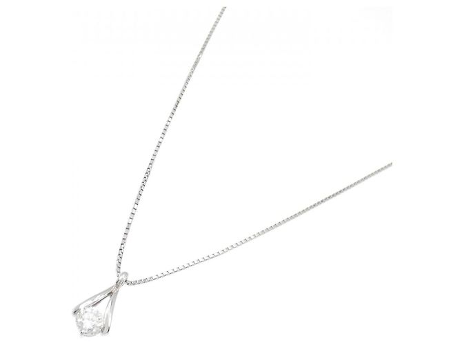 Autre Marque Platin-Diamant-Halskette Silber - Ansicht 2
